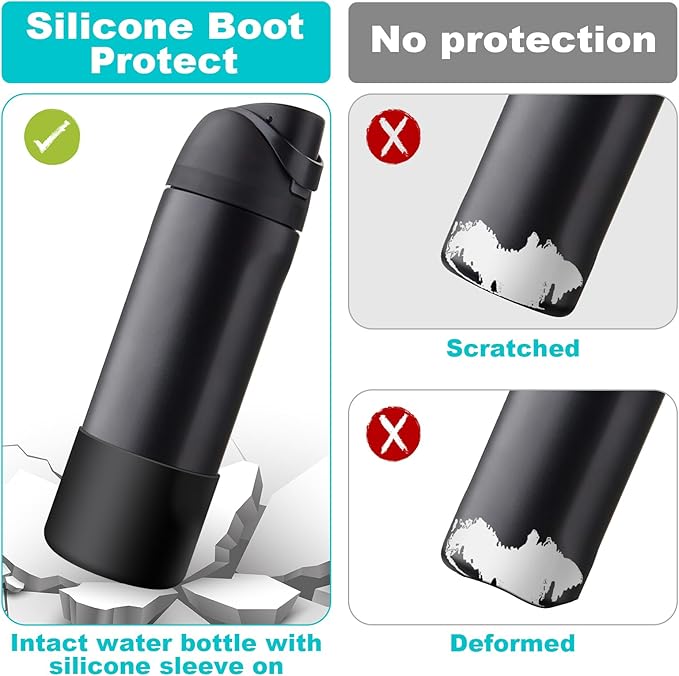 2PCS Silicone Water Bottle Boot for Owala 24oz 32oz 40oz, Anti-Slip Protective Sleeve Bottom Bumper Protector for FreeSip, Twist, and Flip Stainless Steel Water Bottles