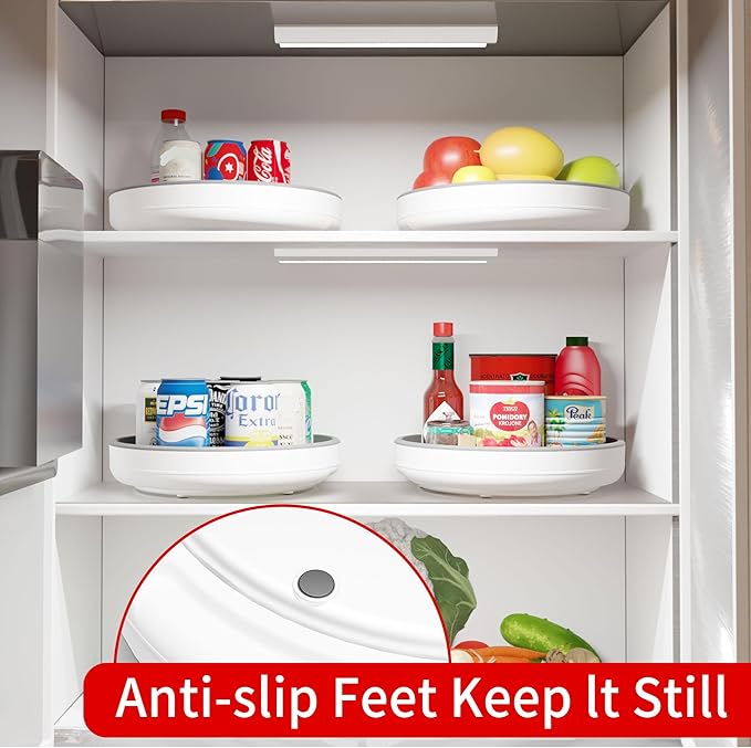 2 Pack 10 Inch Non-Skid Lazy Susan Turntable Organizers - Spinning Rack for Pantry Organization and Storage, Kitchen, Cabinet, Fridge, Bathroom Vanity, Countertop, Under Sink Organizing, Spice Rack