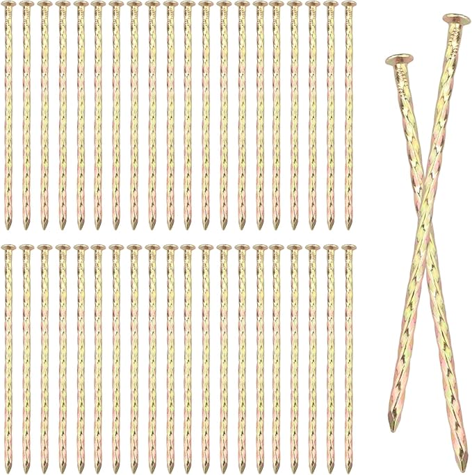 100 PCS 6 Inch Spiral Metal Galvanized Landscape Spikes, Galvanized Non-Rust Metal Garden Stakes, Garden Nails for Artificial Turf, Weed Barrier, Tent, Carpentry and More, by GENHAKON.