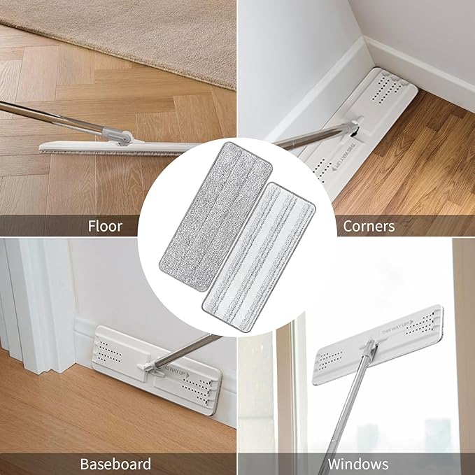 10Pcs Joymoop Mop Replacement Pads, 13 * 4.9'' Universal Mop Pads Mop Head Refills Washable Wet Mop, Compatible with Most 11-13” Size Mops