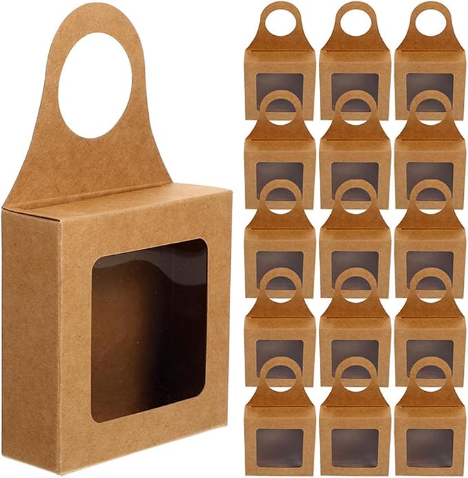 25pcs Kraft Paper Wine Bottle Box Wine Bottle Hanging Paper Box Hanging Foldable Wine Gift Boxes Hanging Bottle Gift Decoration for Holding Candy Truffles Chocolate Cookies