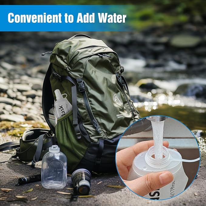 500ML Soft Flask, Running Water Bottle Foldable TPU Hydration Flask for Running Hydration Pack Cycling Hiking Marathon, Clear Pack of 2