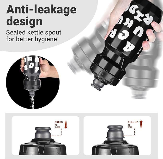 Bike Water Bottle 21oz Bicycle Water Bottle for 5hrs Insulation Sports Squeeze Water Bottle with Leakproof DesignFits Most Bike Cages (Black 21 * 2)