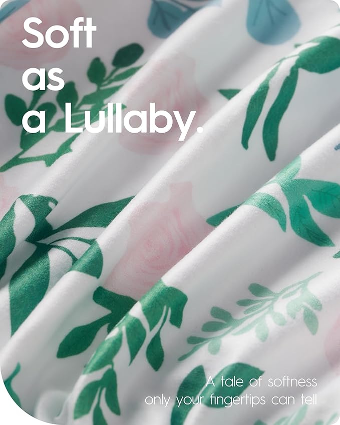 Baby Crib Sheets Girl, TotBasic Premium Soft Crib Mattress Sheet, Ultra Breathable Floral Crib Sheet Fitted, Super Stretchy Jersey Cotton Crib 28" x52‘’x9'' Extra Deep Pocket (Pastel Rosa)