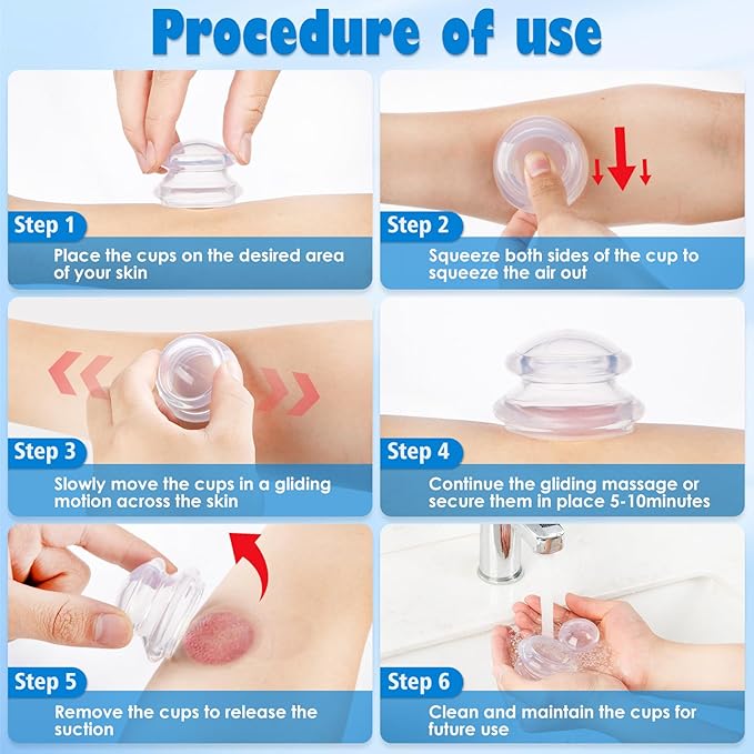 4 Pcs Cupping Therapy Professional Silicone Cupping Set,Suitable for Body Massage/Deep Myofascial Release/Pain Relief/Muscle Relaxation & More (Clear,4pcs)