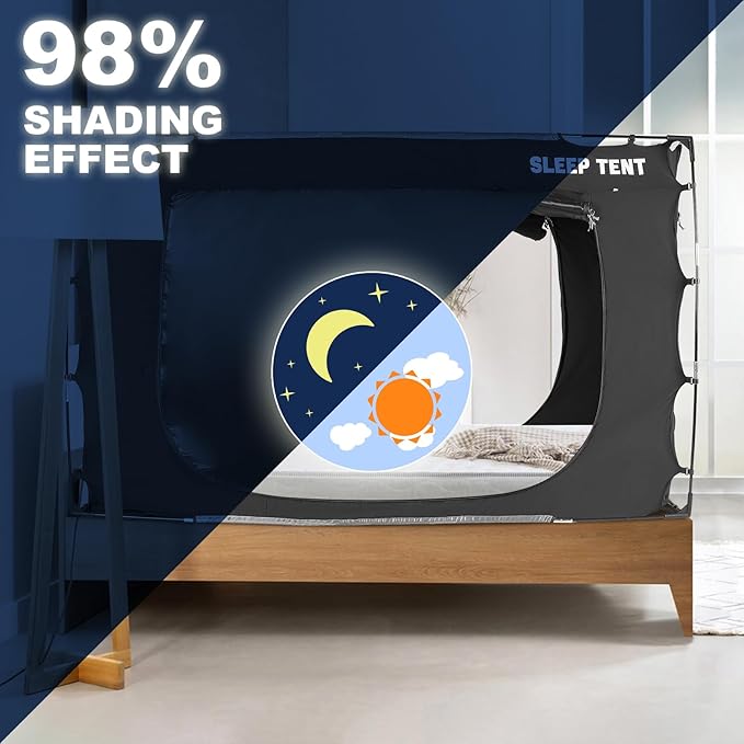 Bed Tent Canopy Bunk Twin Size for Adult and Kids Portable Dream Tent Indoor Sleeping Tents 98% Blackout,Breathable Privacy Space on Bed with Three Doors (Mattress Not Included)