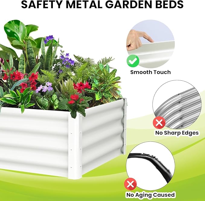 6x3x1ft Large Outdoor Planter Boxes Kit Set of 2, Galvanized Raised Bed Planter with Open-Ended Base Design, Elevated for Outdoor Plants, Durable Raised Bed for Gardening,Beige