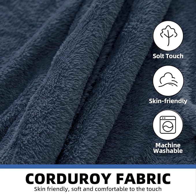 5FT，Big Bean Bag Chairs for Adults，Large beanbag with Filler Included，Memory Foam Material，Easy to Clean and Washable Corduroy Fabric，Suitable for Living Room and Bedroom (Blue, 5 Foot)