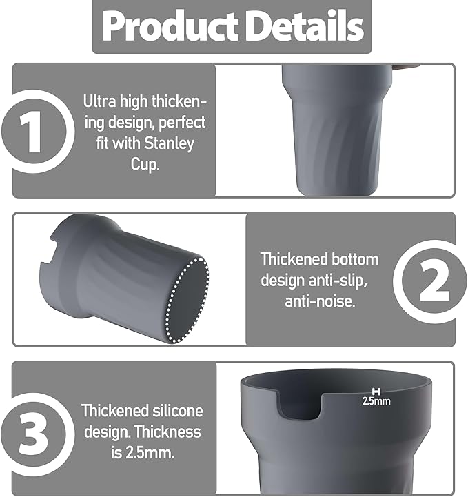 40oz Cup Accessories, Silicone Boot for 40oz Tumbler, Bottom Protector Cup Boot, Water Bottle Holder（Silicone Grey）