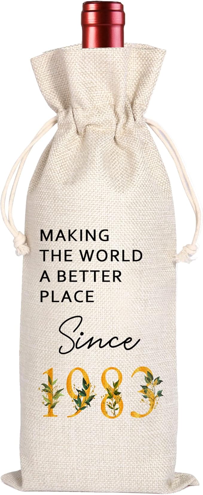 41th Birthday Gift | 41 Birthday Wine Bag Gift |Making The World A Better Place Since 1983 | 41 Birthday Gifts for Her Sister | 41 Years Old Gift Idea Wine Bag | Birthday Party Favors 11WB42
