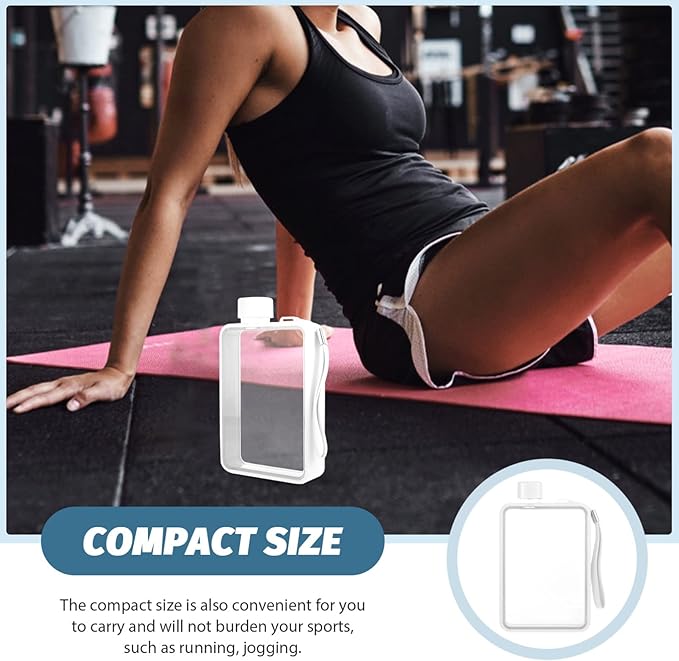 BESPORTBLE Flat Cup Travel Water Bottles Bulk Transparent Flat Bottle Water Flask Square Flat Water Bottle Drinking Clear Glass Water Bottles Water Carrier Milk Pc Fitness Clear Water White