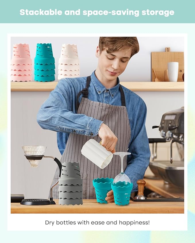 Bottle Drying Rack, Two-Sided Silicone Handy Faster Dryer for Water Bottle, Wine Glass, Coffee Mug, Tumbles Travel-Friendly Space Saving