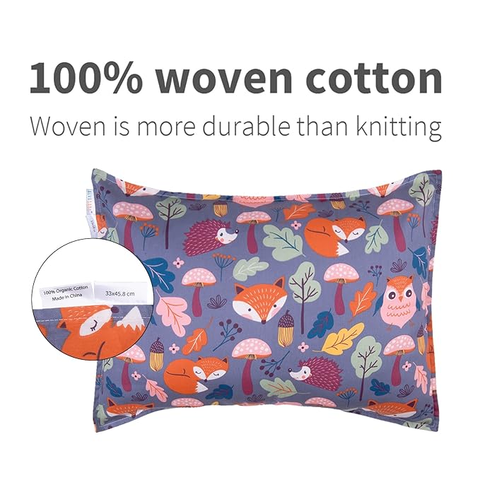 ALVABABY Toddler Pillowcases-Cotton Pillow Cover Fits 13 x 18 or 12x 16 Kids Bedding Pillow 2 Pack Envelope Pillow Covers for Babies Kids Children Boys Girls Sleeping and Travel 2TPW24