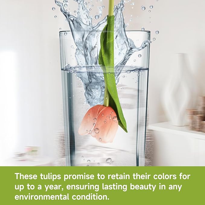 Buart Artificial Tulip in Bulk for Home Kitchen Wedding Bridal Bouquet,Fake Flowers for Valentine's Day Mother's Day Easter Table Centerpieces Decorations(Peach,Real-Touch,12pcs)