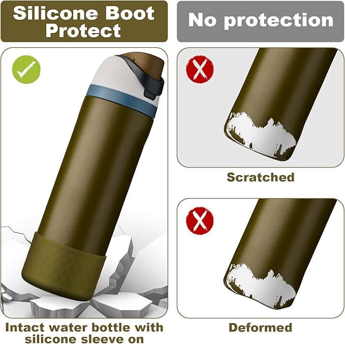 2PCS Silicone Water Bottle Boot for Owala 24oz 32oz 40oz, Anti-Slip Protective Sleeve Bottom Bumper Protector for FreeSip, Twist, and Flip Stainless Steel Water Bottles