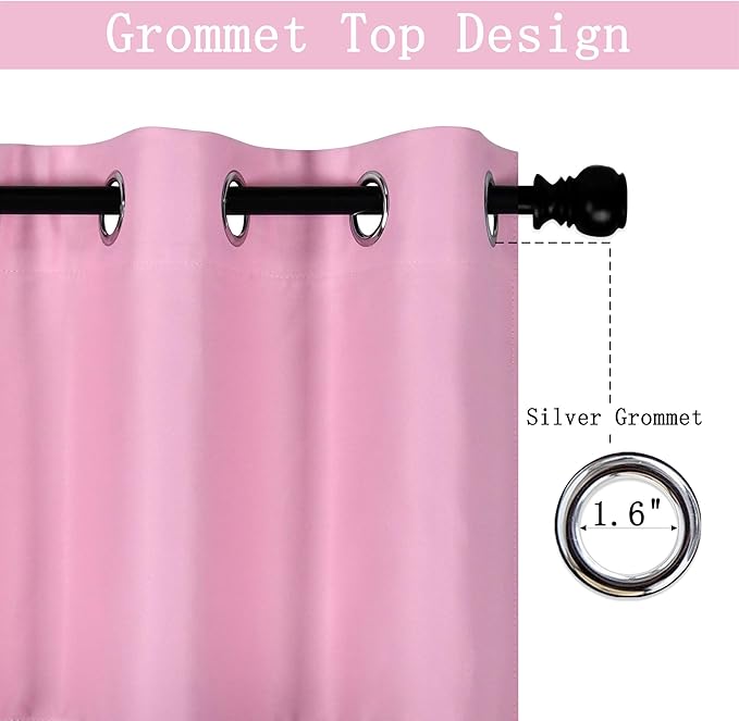 Brush Pink Valance for Girls Bedroom Blackout Grommet Top Valance Window Treatment for Living Room Short Straight Drape Valance for Nursery Baby Girls Room 42X18 1 Panel