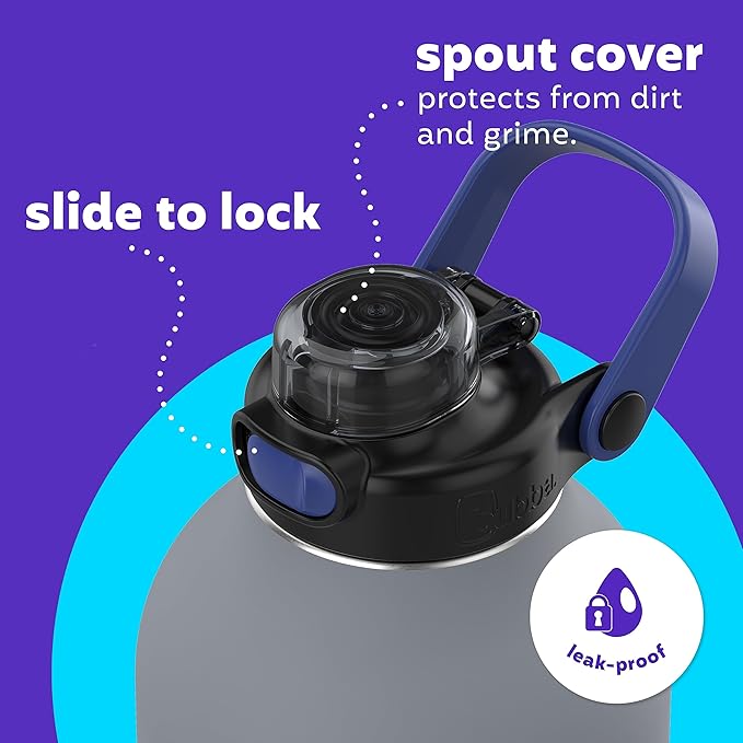 Bubba Radiant Stainless Steel Simple-Lid Rubberized Water Bottle, Bass, 64oz.