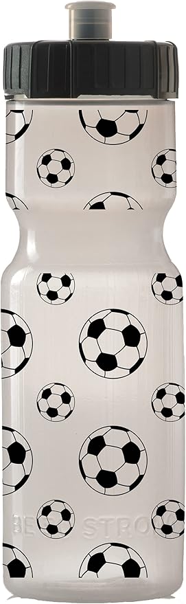 50 Strong Kids Water Bottle | 22 oz. BPA- Free Sports Squeeze Water Bottles with Pull Top Cap |Perfect Water Bottle for School | Reusable & Durable for Boys & Girls | Made in USA (Soccer)