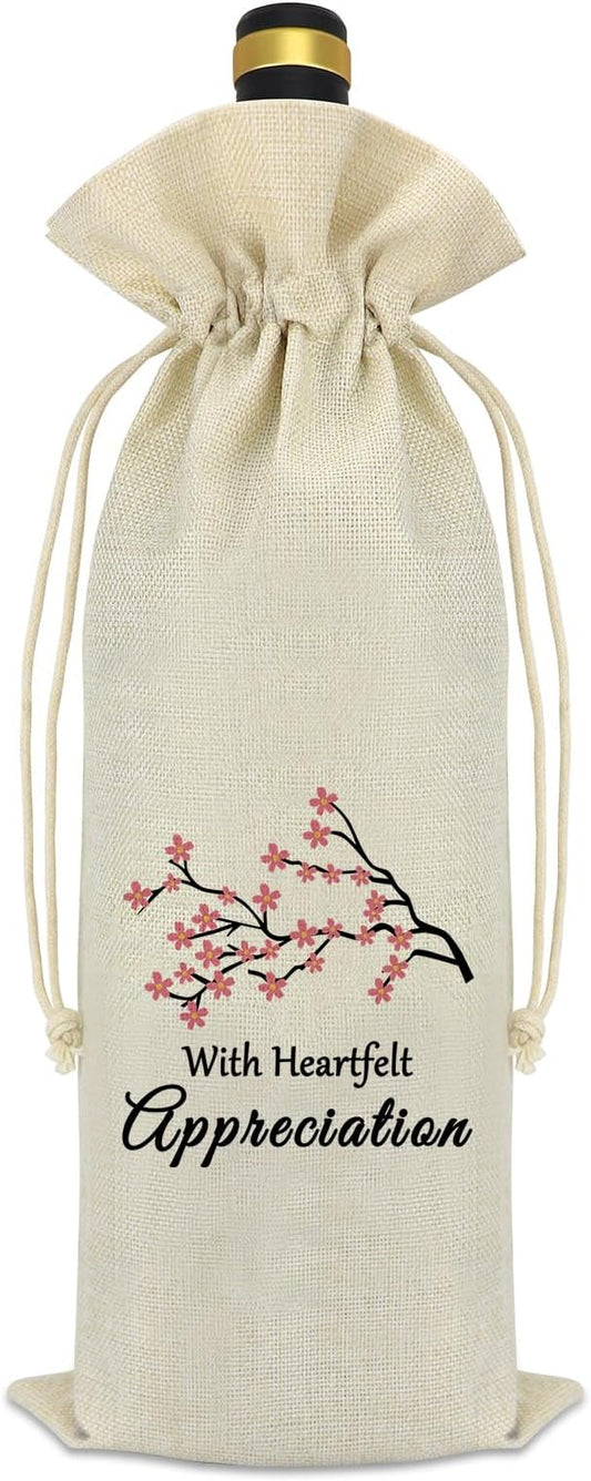Appreciation Gifts for Women Thanksgiving Themed Decorative Wine Bag Employee Thank You Gifts Appreciation Gifts for Boss Leader Coworker Teacher Boss Day Christmas Retirement Gift Wine Bottle Bag