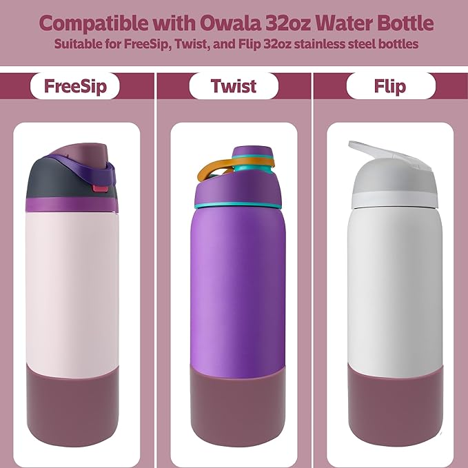 2PCS Silicone Water Bottle Boot for Owala 24oz 32oz 40oz,Anti-Slip Protective Sleeve Bottom Bumper Protector for FreeSip, Twist, and Flip Water Bottles