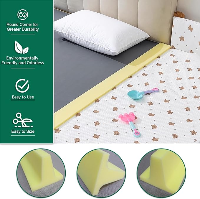 Bed Filler for Headboard, Suitable for Gap 2-2.8" of King Queen Twin Bed, 78.7'' Long Wedge Sleeping Pillow, Foam Bed Mattress Gap Filler