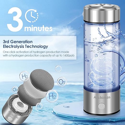 2-in-1 Hydrogen Water Bottle,420ml/1600ppb Hydrogen Water Bottle Generator with SPE PEM Technology,Quick Water Improvement in 3 Minutes,Perfect for Daily Use,Travel, and Gifts