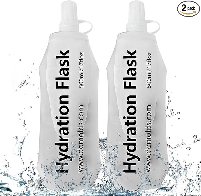 500ML Soft Flask, Running Water Bottle Foldable TPU Hydration Flask for Running Hydration Pack Cycling Hiking Marathon, Clear Pack of 2