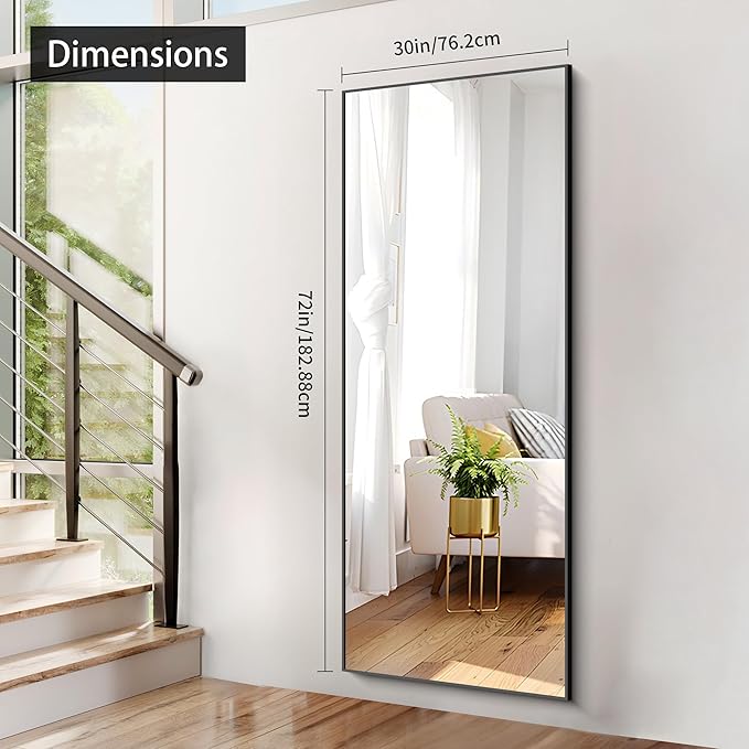 Black Bathroom Mirror for Wall, 60x36 Inch Rectangle Mirrors with Metal Frame, Large Modern Vanity Wall Mirror for Bathroom Living Room, Entryway Hangs Horizontal or Vertical