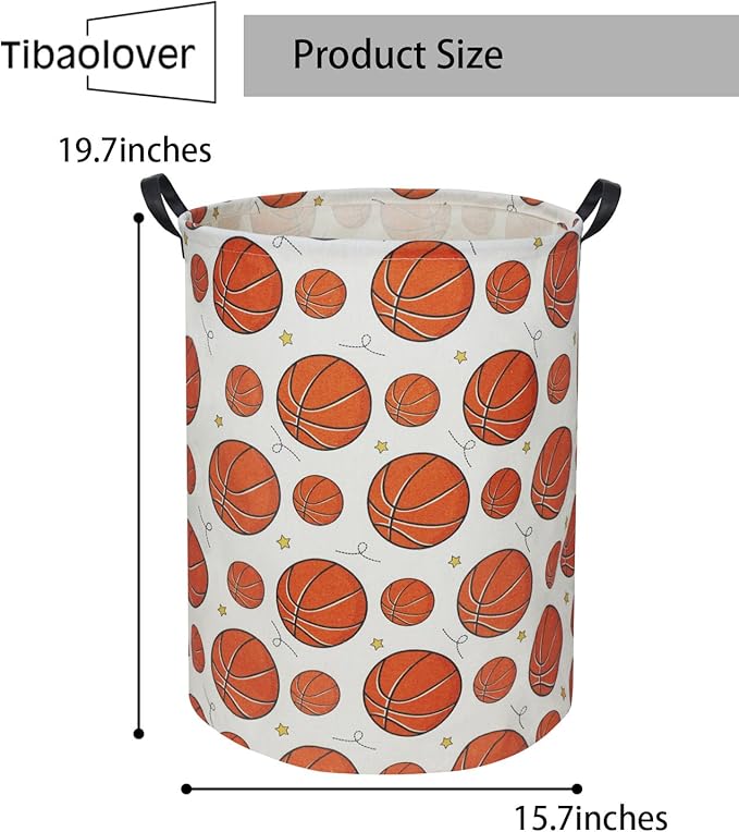 Basketball Kids Laundry Basket Baby Hamper Basketball Toy Storage Bin for Boys Room Decor Baby Nursery Hamper Gift Baskets for Bedroom Bathroom(Basketball)