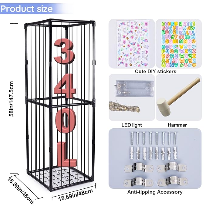 Beinou Stuffed Animals Zoo Storage Stuffed Animals Holder Extra Large Plushies Storage PVC Playroom Organizer Stuffed Animals Cage for Nursery Bedroom