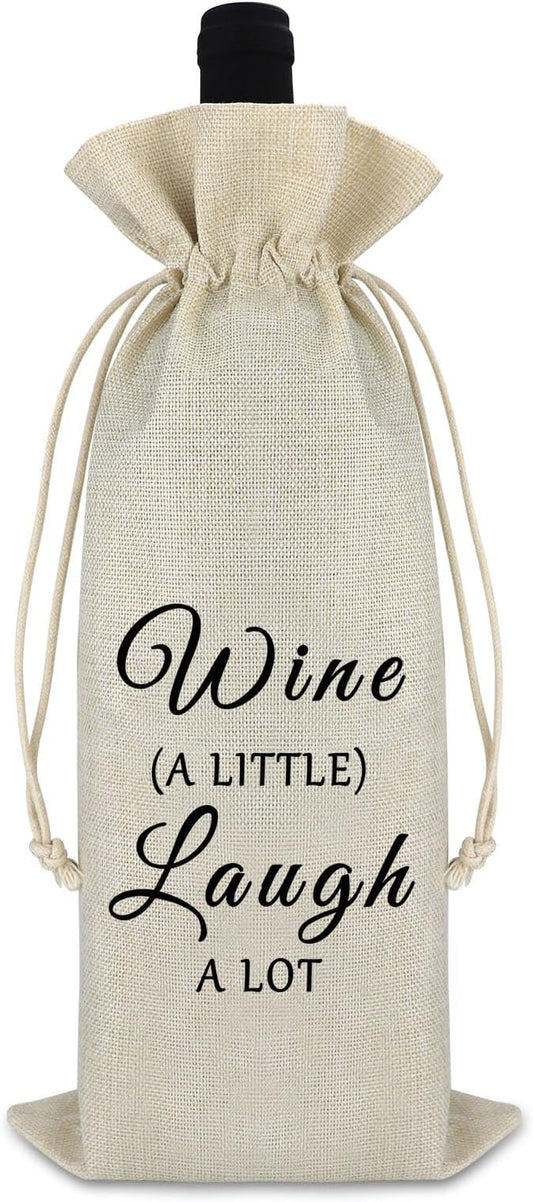 Birthday Gift for Women Men Funny Wine Gift Bag Engagement Anniversary Wedding Gift for Friends Friendship Christmas Congrats Promotion Gift for Coworker Cotton Burlap Wine Wrap Bag Graduation Gift
