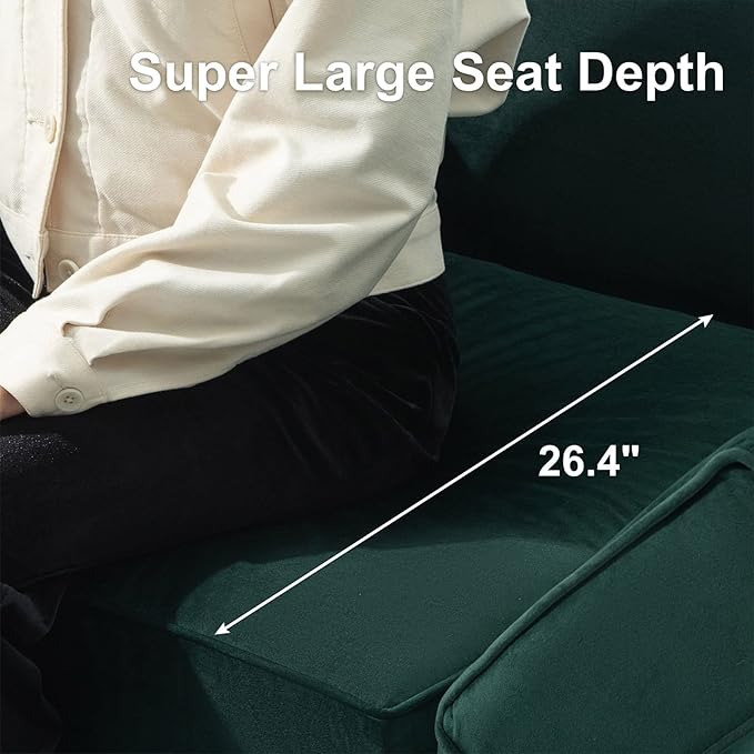 Belffin Modular Sectional Sofa with Storage Seats Velvet L Shaped Corner Couch Convertible Sectional Sofa with Chaise (Green, L Shape-1)…