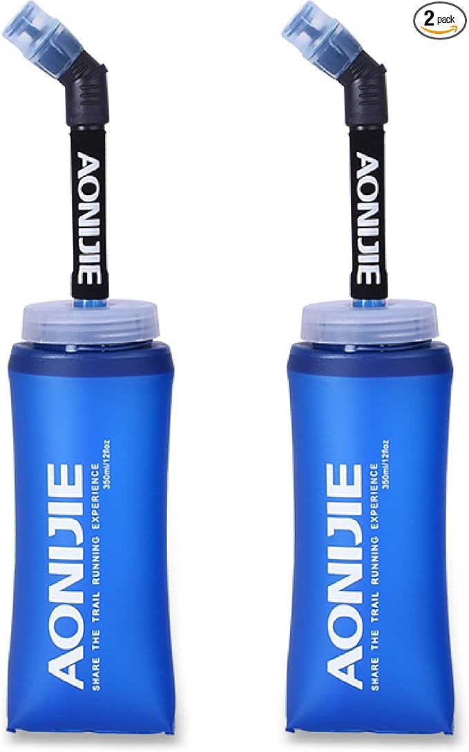 Azarxis Hydration Soft Flask 350ml 600 ml Running Water Bottle 2 Pack for Running Hiking Cycling (350ml - 2 Pack)