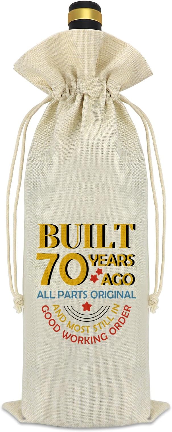 70th Birthday Gifts for Grandma Grandpa Wine Bag 70 Year Old Birthday Gift for Dad Mom 70th Anniversary Wedding Gift for Husband Wife Turning 70 Present for Women Men Decorations Wine Bottle Bag
