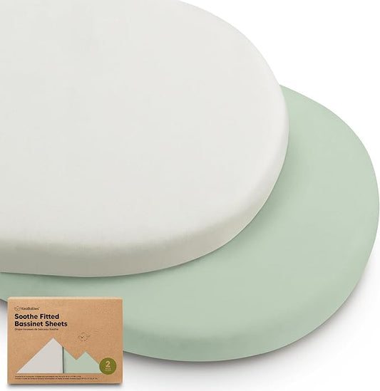2-Pack Organic Bassinet Sheets for Girls, Boys - 100% Cotton Bassinet Mattress Sheets Compatible with Halo Bassinest Swivel Sleeper, Graco, Baby Delight, Chicco, Unisex Fitted Bassinet Sheets (Sage)