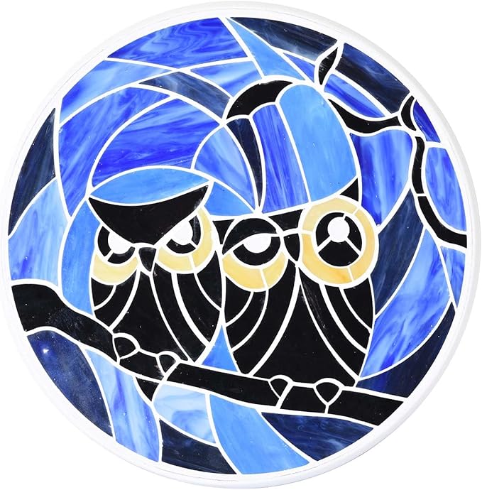 Bieye MSS005 Tiffany Style Stained Glass Mosaic Decorative Stepping Stone for Garden Decor (Owl, 12" Round)