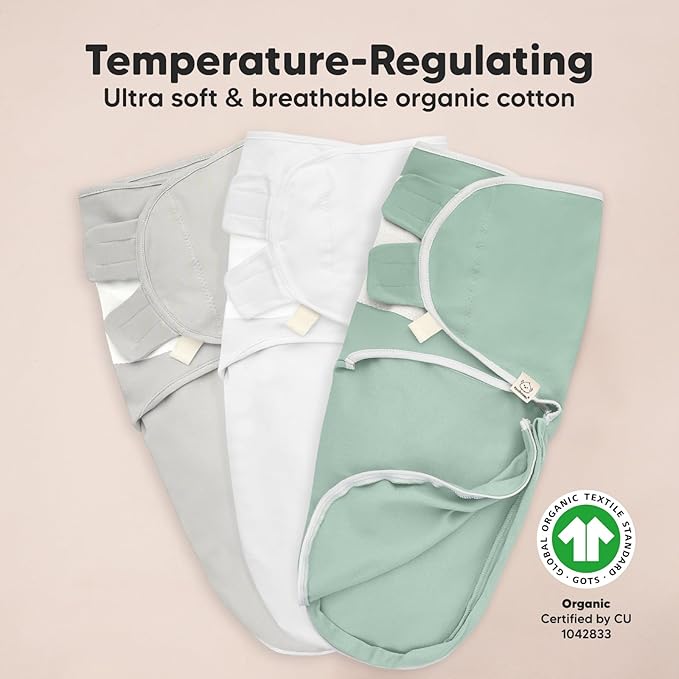 Baby Swaddle Sleep Sacks with Zipper - 3-Pack Newborn Swaddle Sack, Baby Swaddles Sleep Sack 0-3 Months, Wearable Blanket Baby, Baby Swaddle Blanket Wrap, Swaddle Sack, Easy Change Swaddle (Sage)