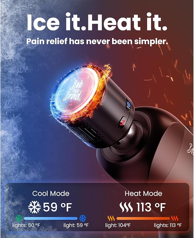 BOB AND BRAD X6 Pro Max Massage Gun with Heat-Cold and Metal Head Therapy, Percussion Deep Tissue Massager Gun for Athletes, Electric Muscle Massage Gun with 6 Replacements