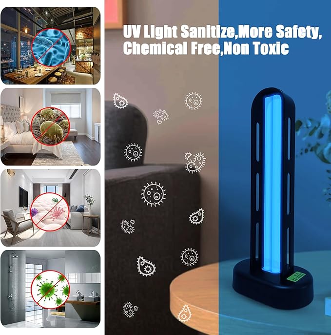 BAIMNOCM 3 Pack 38W UV Light Sanitizer, UVC Germicidal Lamp with Remote Control, UV Disinfection Light Bulb for Basement/Bedroom/Kitchen (2 Ozone Free + 1 Ozone)