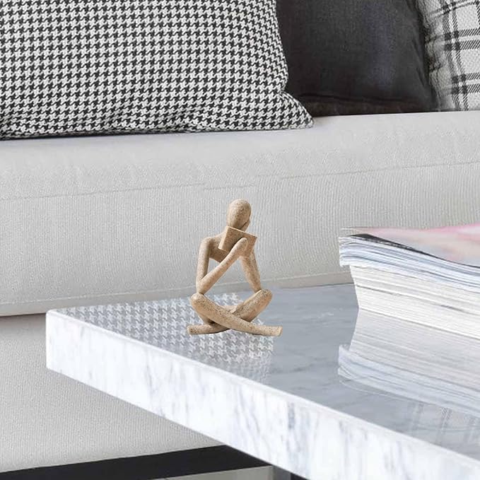 Bookshelf Decor Thinker Statue - Abstract Style Thinker Sculptures Modern Aesthetic Figurine Decoration Statues for Home Decor-Right Thinking-Sandstone