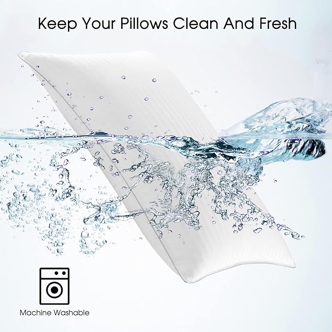 Basic Beyond King Size Bed Pillow - 2 Pack Hotel Collection Super Soft Down Alternative Pillow for Sleeping, 20x36 Inches