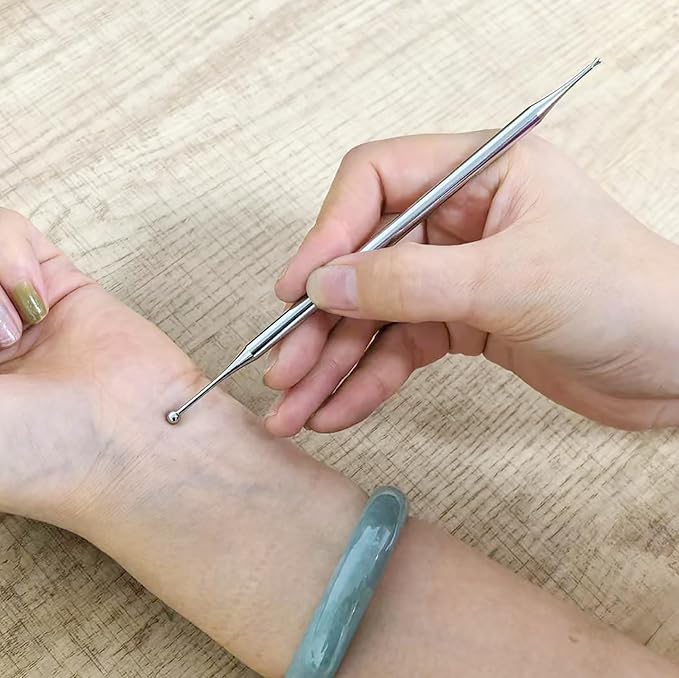 BYYDDIY 6.3inch Stainless Steel Dual Head Facial Reflexology Tools,Ear Massage Tool,Body Point Probe Pen &Trigger Point Massager Tool for Deep Tissue (6.3inch)