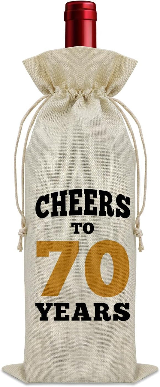 70 Years Old Birthday Gifts for Mom Wine Bag 70th Birthday Gifts for Men Cheers to 70 Years Decorations Wine Bottle Storage Bag 70th Anniversary for Couple Wine Accessories Gifts for Wine Lovers