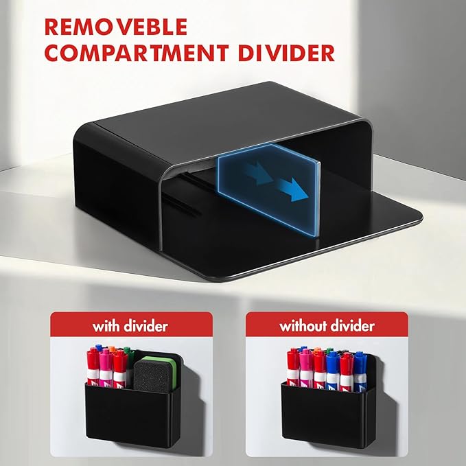 BEYGORM 2 Pack Plastics Magnetic Pen Holder for Refrigerator, Dry Erase Marker Holder for Whiteboard，Magnet School Locker Organizer Accessories, Pencil Cup, Pen Caddy, Classroom Organization(Black)