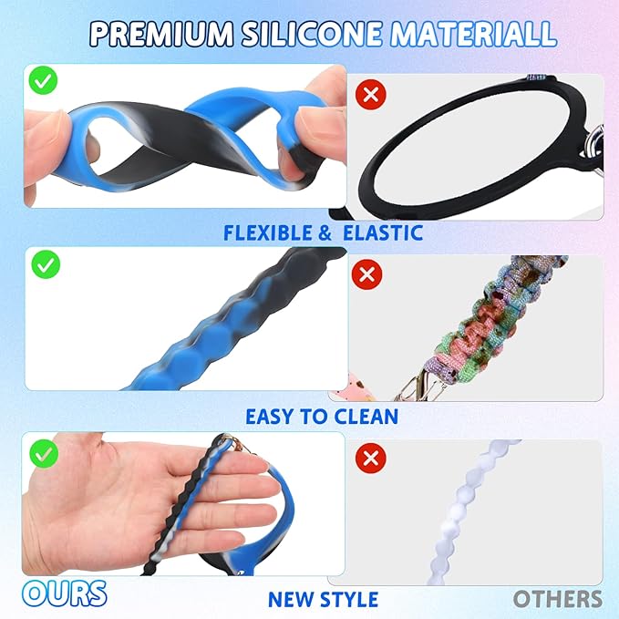 2PC Water Bottle Handle Strap,Silicone Water Bottle Sling Compatible with Stanley Water Cup Accessories Water Bottle Holder with Strap Fits Most 8-40oz Water Bottles (Black+3)