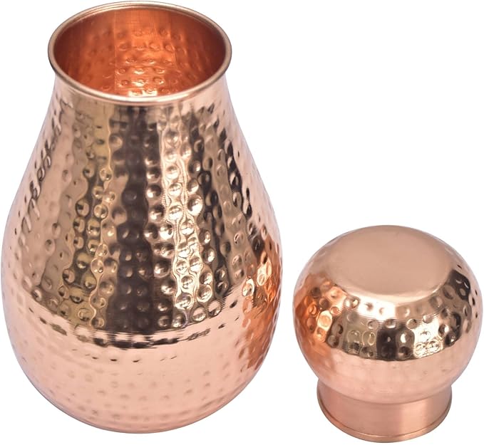 BA Lotus 100% Pure Copper Jar Handcrafted Hydrate Naturally with Ayurveda Intricate Design Healthy Living Positivity Calmness 50 OZ, 1.5L