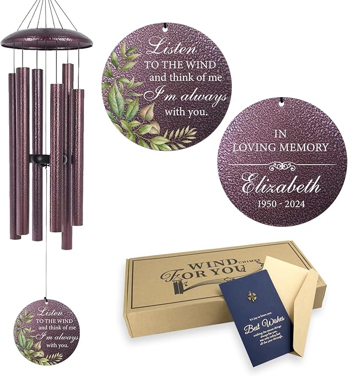ASTARIN 36" Large Deep Tone Personalized Sympathy Wind Chimes, Memorial Wind Chime for Loss of Mother Father Loved One, Bereavement Gifts Decor Outdoor Patio Garden Graveyard