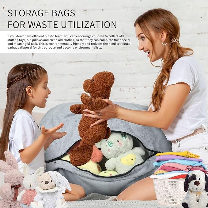 Bean Bag Chair for Adults 4FT,Soft Removable Cover for Teens/Girls Bedroom,Fluffy Giant Round Floor Beanbag Lounger Chairs (No Filler,Light Gray)