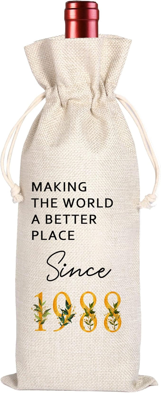 36th Birthday Gift | 36 Birthday Wine Bag Gift |Making The World A Better Place Since 1988 | 36 Birthday Gifts for Her Sister | 36 Years Old Gift Idea Wine Bag | 36 Birthday Party Favors 11WB38