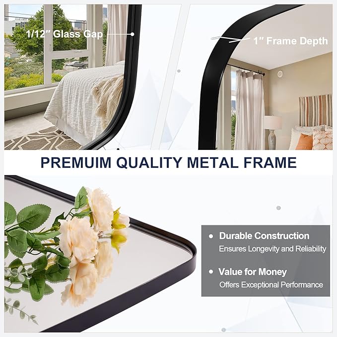 ANDY STAR Oval Mirrors for Bathroom, 20x30’’ Black Bathroom Vanity Mirror with Metal Frame, Black Oblong Bathroom Mirror for Over Sink, Modern Anti Rust Wall Mounted